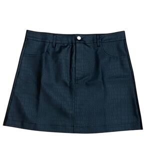 $79 Taylor Tillman Black Croc-Embossed Skirt Medium NWT